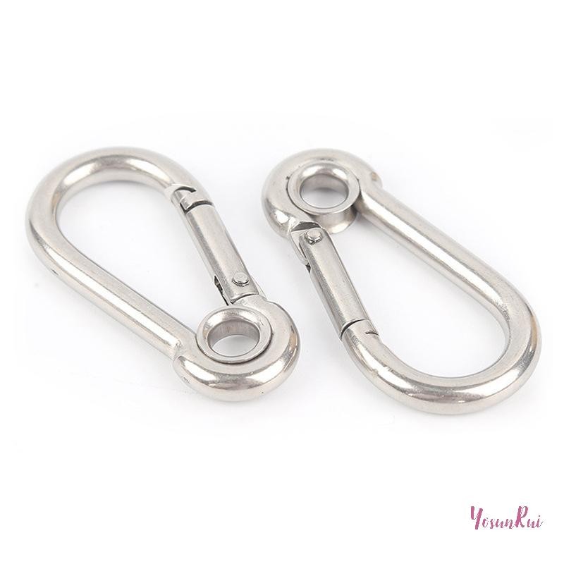 YosunRui] M4 M5 M6 M7 M8 สแตนเลส Carabiner Carbine Snap Hook พร้อมตาไก่สปริงหัวเข็มขัดแหวนใหม่