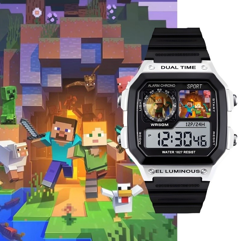 มายคราฟ แมค เกม สินค้า สตีฟ นักเรียนกีฬานาฬิกาอิเล็กทรอนิกส์นาฬิกาปลุกดิจิตอลช็อกทนเงียบนาฬิกา