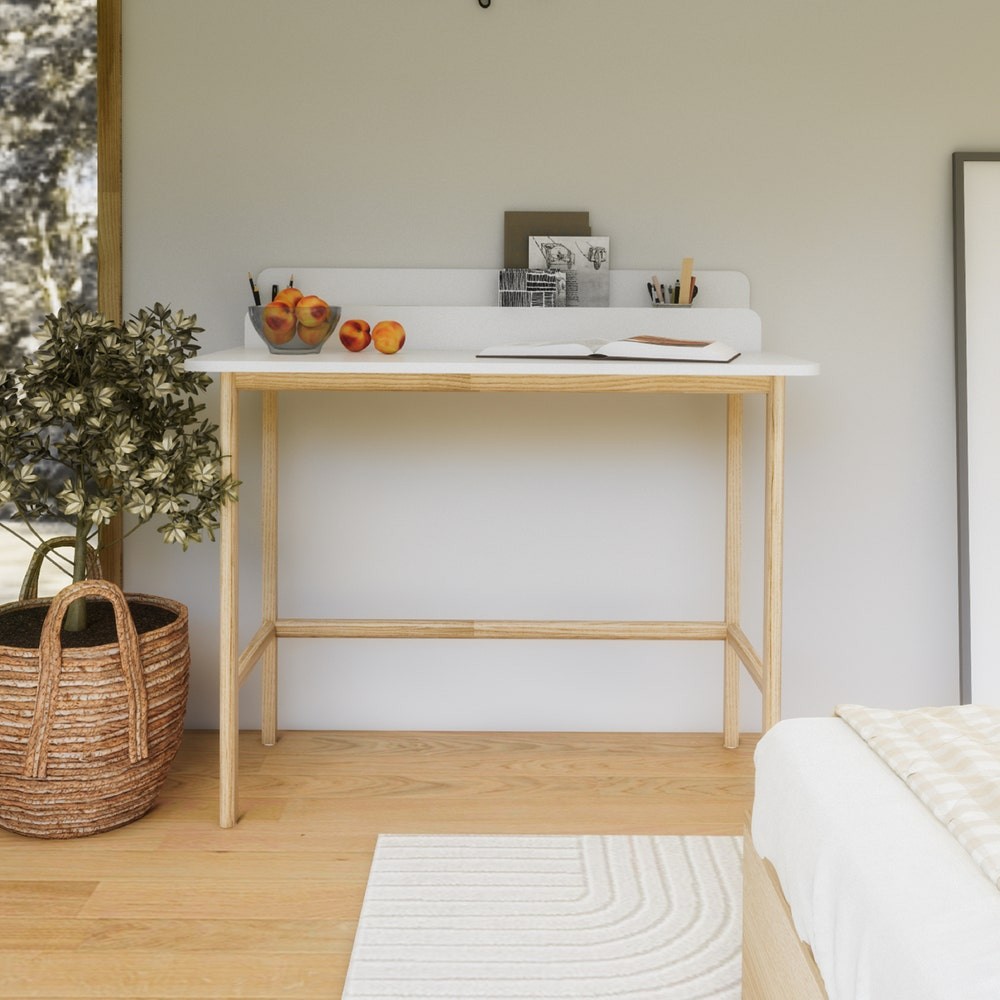 SB Design Square โต๊ะทำงาน PLAY รุ่น CANVAS สีขาว-ลินเบิร์ก (100x50x90 ซม.) แบรนด์ KONCEPT FURNITURE