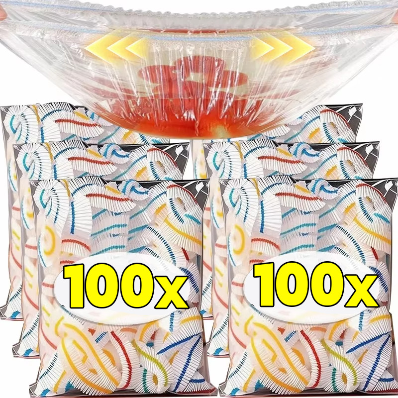 ฝาครอบอาหารใส – สด-รักษายืดหยุ่นตู้เย็นผักผลไม้ยึดฟิล์ม-การจัดเก็บห้องครัวห่อซีลปก-ทิ้งหมวกอาบน้ํา