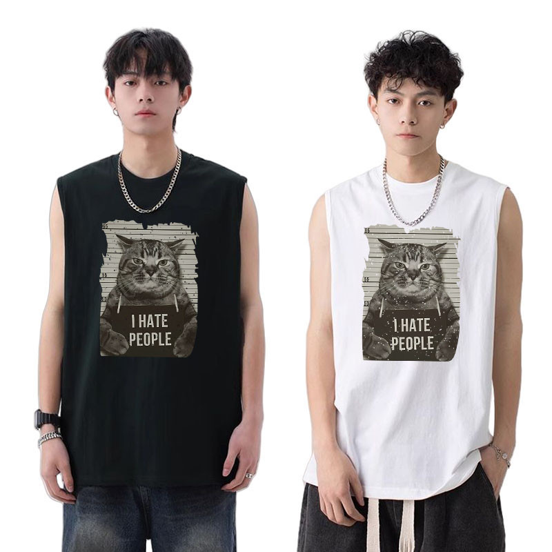 เสื้อยืดกีฬาแขนกุดชาย เสื้อยืดหลวมๆ ทันสมัย เหมาะกับทุกคน เสื้อยืดแขนสั้นเท่ๆ สำหรับฤดูร้อน