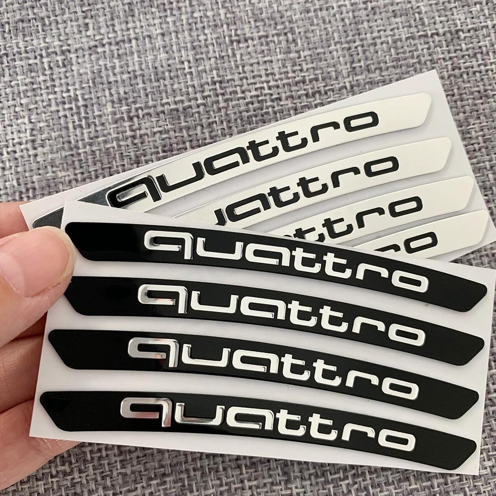 4 PCS 3D Logo Audi Hub ขอบ อะลูมิเนียม สติ๊กเกอร์ เทปกันรอย ตกแต่งรถ รถไฟฟ้า รถยนต์ Q5 Q4 Q7 Q6 A4