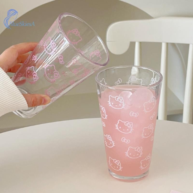 BL HelloKitty แก้วถ้วยน้ําน่ารักการ์ตูนโบว์ถ้วยแก้วลายน่ารัก Doodle แก้วกาแฟครัวเรือนผลไม้ชา Lemonade สาวของขวัญ A ราคา ถูกที่สุด ดีลบีเคเค แกลเลอรีภาพที่ 2