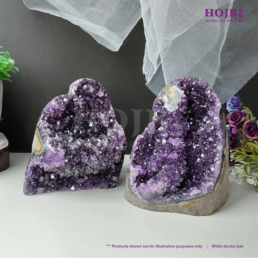 HOJB เกรดด้านบน Uruguya Amethyst 6AA แก้วคริสตัล Druze Stone 115-120 มม.สายสวนคริสตัลทุกวัน 6AA เทีย