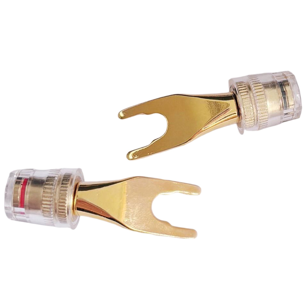 2PCS Gold Plated Y-Type Spade to Banana Female Plug Adapter - 4mm Jack Audio Socket Speaker Cable Co