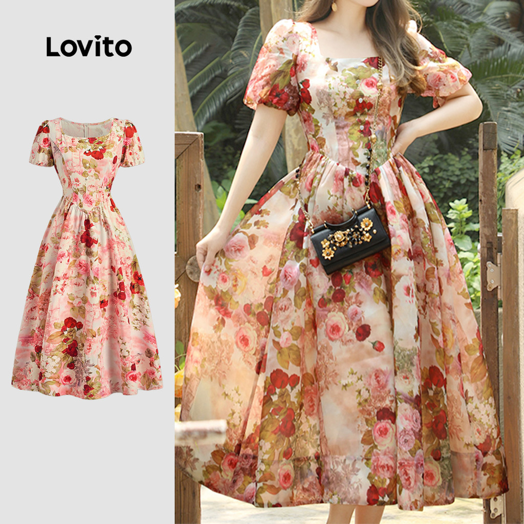 (New) Lovito ชุดเดรสเปิดซิปสไตล์แคชชวล สำหรับผู้หญิง ช่วงฤดูใบไม้ผลิ/ฤดูร้อน L142LD457