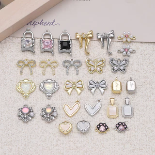 จี้เพชรหัวใจ โบว์ สําหรับทําเครื่องประดับ สร้อยคอ DIY