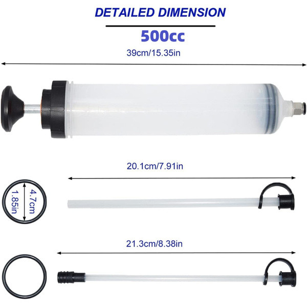 เครื่องเติมน้ำมัน เติมเข็มฉีดยา 200/500 CC น้ํามันรถยนต์ ดูดของเหลว ฟิลเลอร์ของไหล กระบอกสูญญากาศเติมน้ำมันเกียร์ - รูปที่ 3
