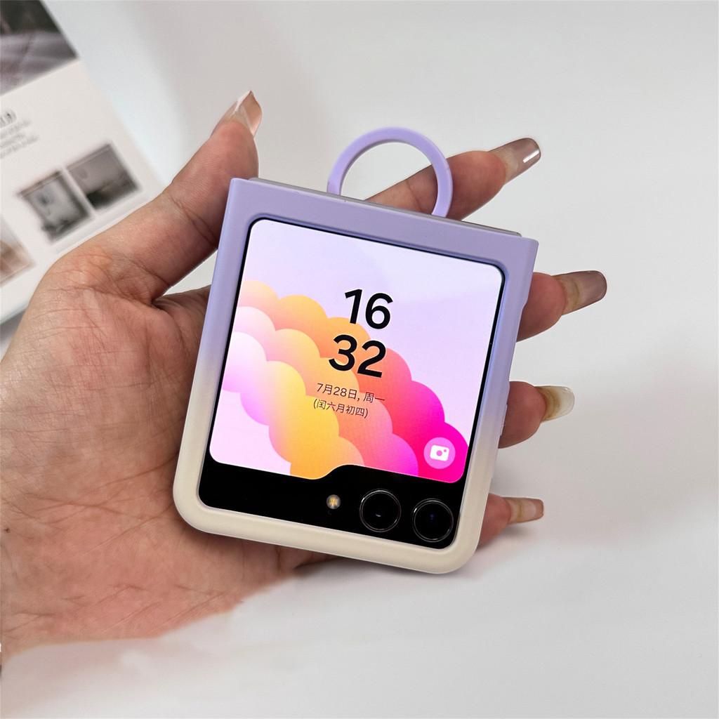 น่ารัก GradyColor Frosted เคสโทรศัพท์พร้อมแหวนสําหรับ Samsung Galaxy Z Flip 7 FE Z Flip6 Flip7 ZFlip 5 Zflip6 Zflip5 กลับ