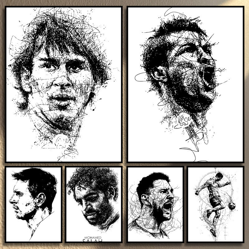 Cristiano Ronaldo สีดําและสีขาว FIFA Best Player โปสเตอร์ Self-Adhesive Nordic Wall Art