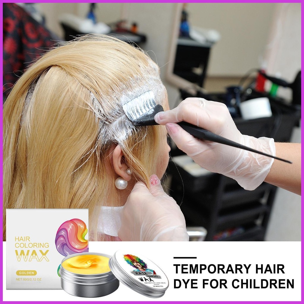 ย้อมผมชั่วคราวสําหรับเด็ก 60g เด็กสีผม Moulding Wax เด็กปลอดภัยผม Tinted Balm สําหรับคอสเพลย์ chenho