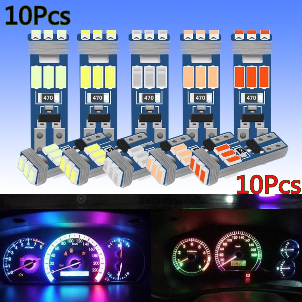 10PCS T5 9SMD Dashboard หลอดไฟ LED W3W ไฟ LED ภายในรถ Wedge เครื่องมืออัตโนมัติ 12V