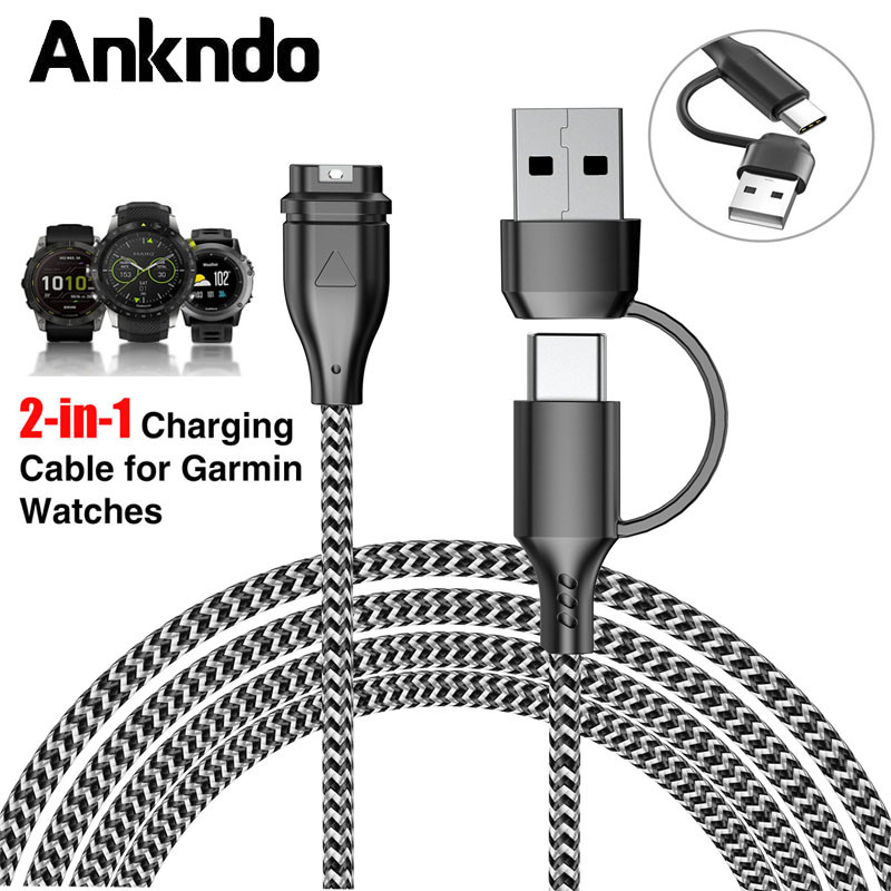 2​ ใน 1 ประเภท C/USB นาฬิกาอะแดปเตอร์ชาร์จสายสําหรับ Garmin Fenix 5 5S 5X Plus 6 6S 6X Pro 7 7S 7X forerunner 45 55 165 255