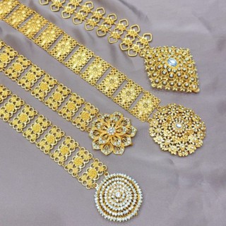 เข็มขัดชุดไทย สามารถปรับความยาวได้ เข็มขัดโบราณหัวใหญ่สีทอง …