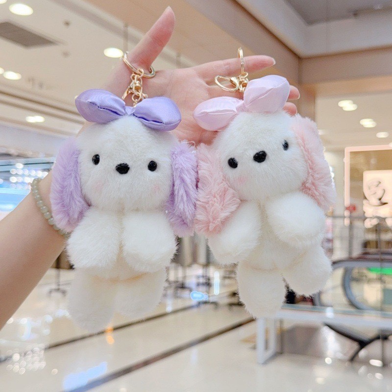 ตุ๊กตาหมาน้อยสุดคิ้วท์ หูยาว พวงกุญแจ ของเล่นตุ๊กตา ผ้านุ่มแขวนกระเป๋า