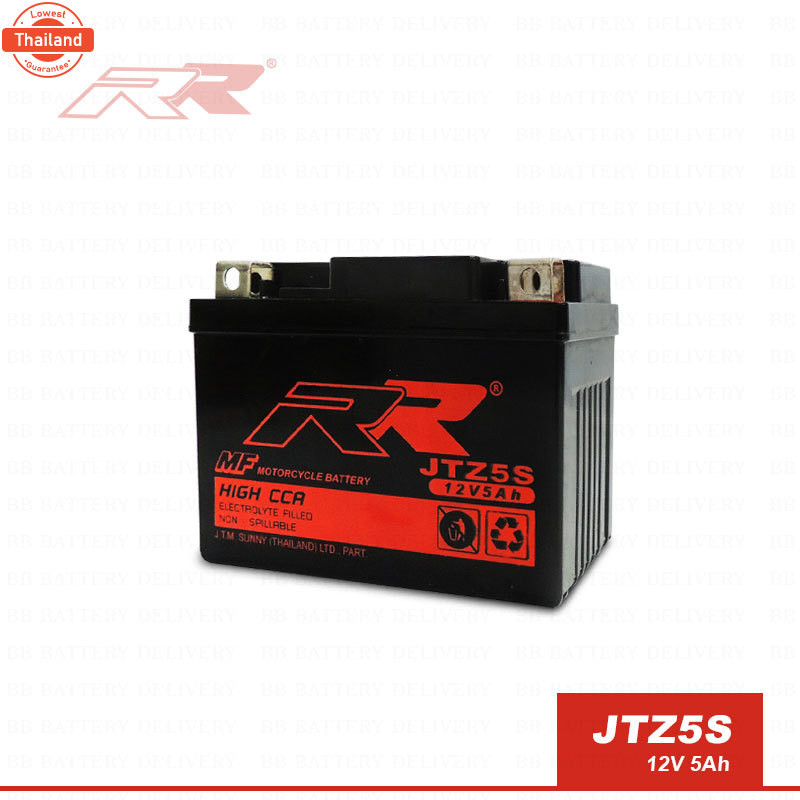 แตเตอรี่รถมอเตอร์ไซค์ ยี่ห้อ RR รุ่น JTZ5S 12V 5Ah แแห้ง