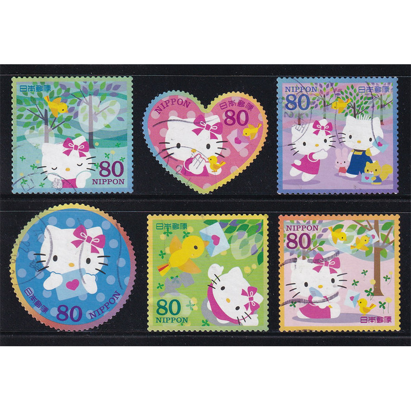 ชุดแสตมป์ไปรษณีย์ญี่ปุ่น 6 ชิ้น - Hello Kitty และ Dear Daniel 80yen 2009 G32 (6) | มือสอง/CTO