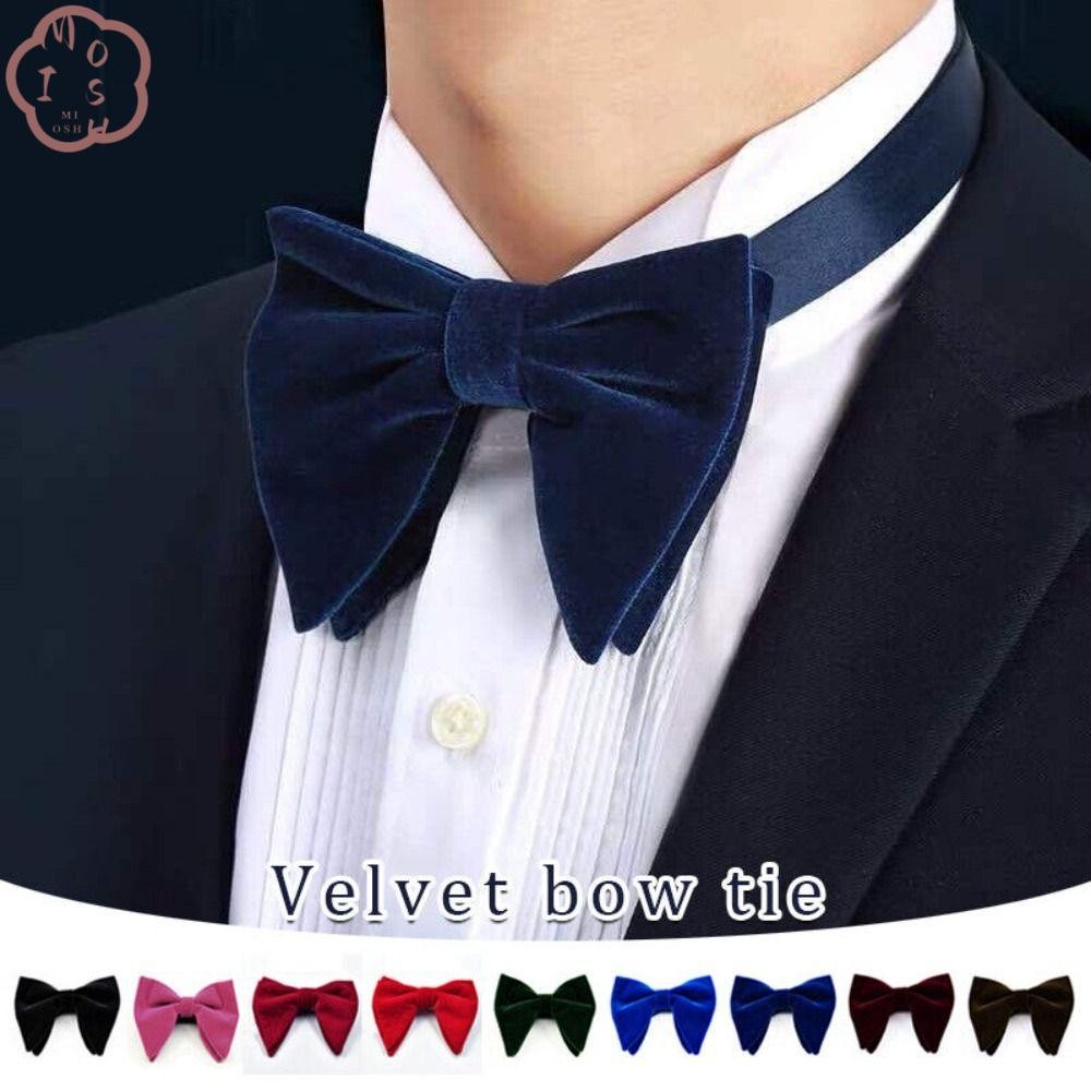 MIOSHOP Mens Large Bow Tie, Velvet Adjustable Bow Tie, Solid Big Bow Tie งานแต่งงาน