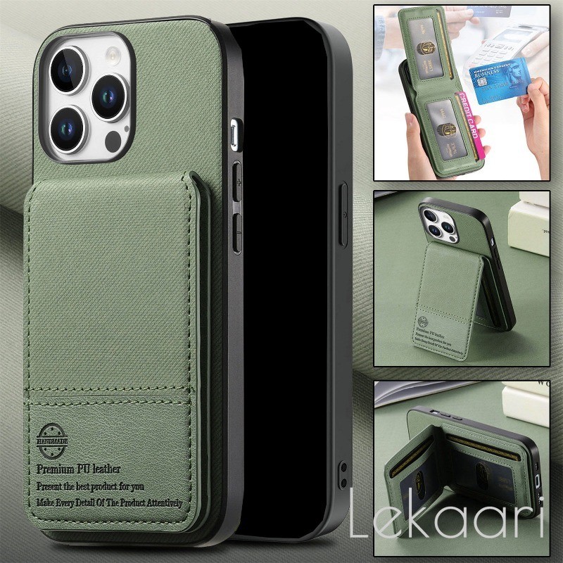 เคสโทรศัพท์ Twill สําหรับ Samsung Galaxy S25 S24 Plus Ultra Fe ช่องใส่การ์ดที่วางขาตั้งแบบพับได้ฝาครอบโทรศัพท์ – โปรปัง