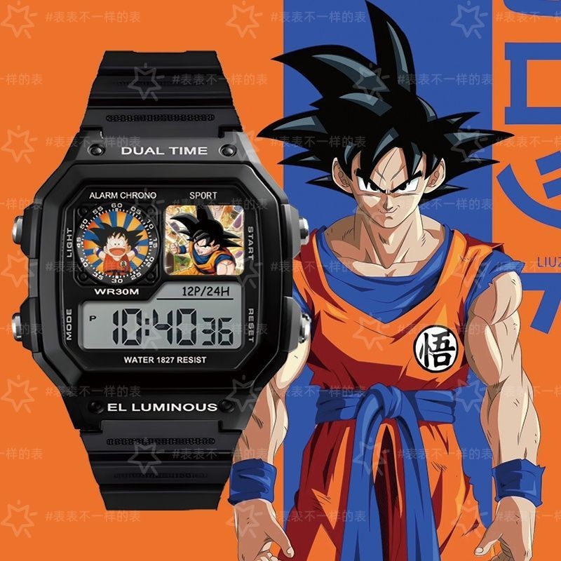 Dragon Ball Goku นาฬิกาเกมอะนิเมะสองมิติขนาดเล็กสแควร์ Shock-proof นาฬิกาอิเล็กทรอนิกส์ Merchandise