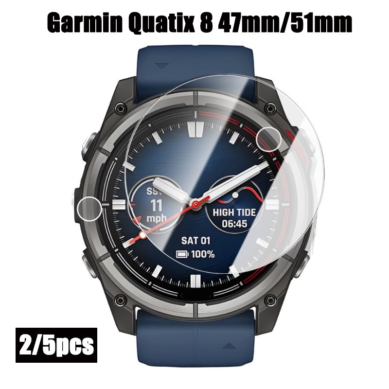 9H Clear กระจกนิรภัยป้องกันหน้าจอฟิล์มสําหรับ Garmin Quatix 8 HD Anti-scratch ฟิล์มป้องกันสําหรับ Ga