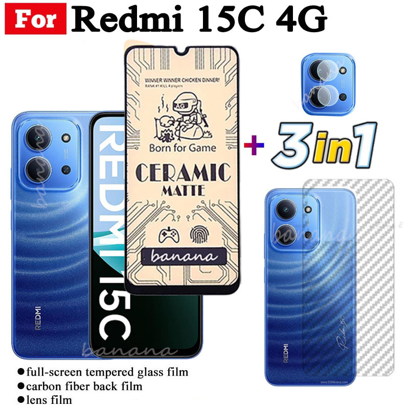 3 IN 1 Redmi 15C เซรามิคกระจกนิรภัยสําหรับ Redmi 14C 13C Redmi A5 A3 Poco C71 C75 เลนส์กล้องกระจกป้องกันหน้าจอและฟิล์มด้านหลัง