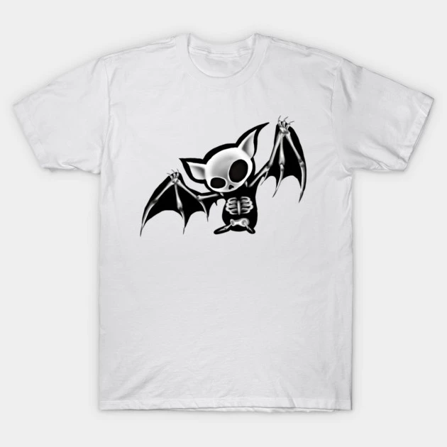 เสื้อยืด Vintage Skeleton bat T-Shirt Cotton 100%