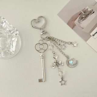 ประณีต Blue Love Moon จี้ Bowknot พวงกุญแจโทรศัพท์หูฟังกรณี Charms กระเป๋าเป้สะพายหลังเครื่องประดับ