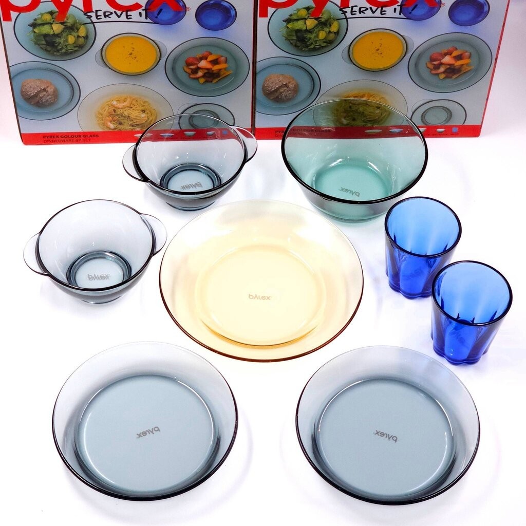 เครื่องครัวหลากสี Pyrex Color Glass Dinnerware serve it 8-Piece Set