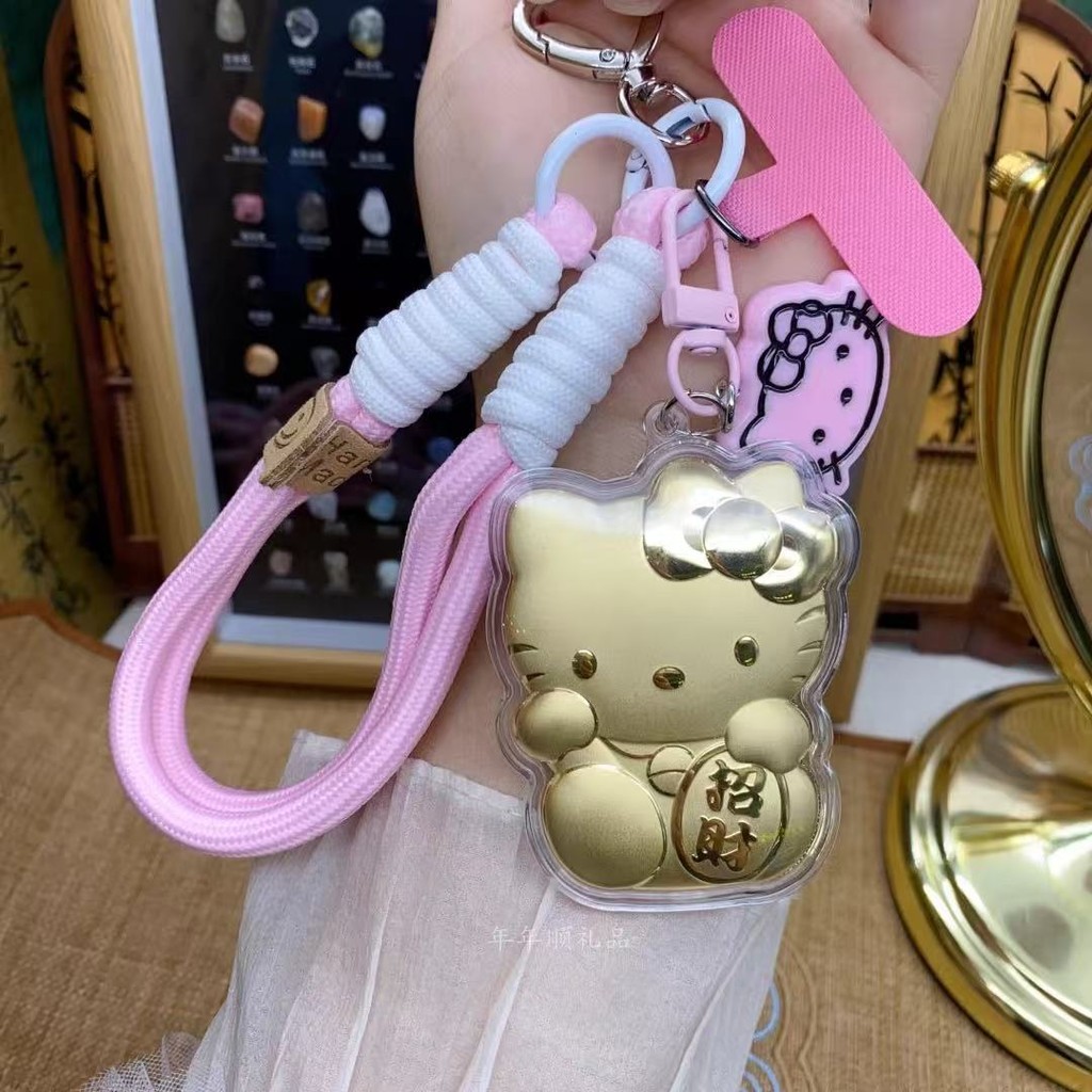พิเศษ ออกแบบใหม่ทอง 999hellokitty Lucky Cat พวงกุญแจน่ารักกระเป๋าเครื่องประดับของขวัญสําหรับแฟน การอ