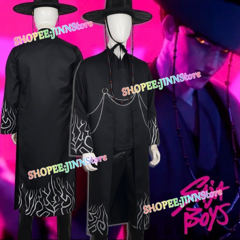 -JINU BABY COSPLAY: ชุดเครื่องแต่งกายสีดำ สำหรับเด็กและผู้ใหญ่ รวมหมวกและวิกผม