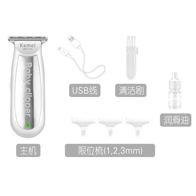 ไม่ทําร้ายเส้นผมใบมีด KM-1319 ปัตตาเลี่ยนผมไฟฟ้า Kemei ผิวเหล็กคาร์บอน Baby Cross-Border Hair Clippe