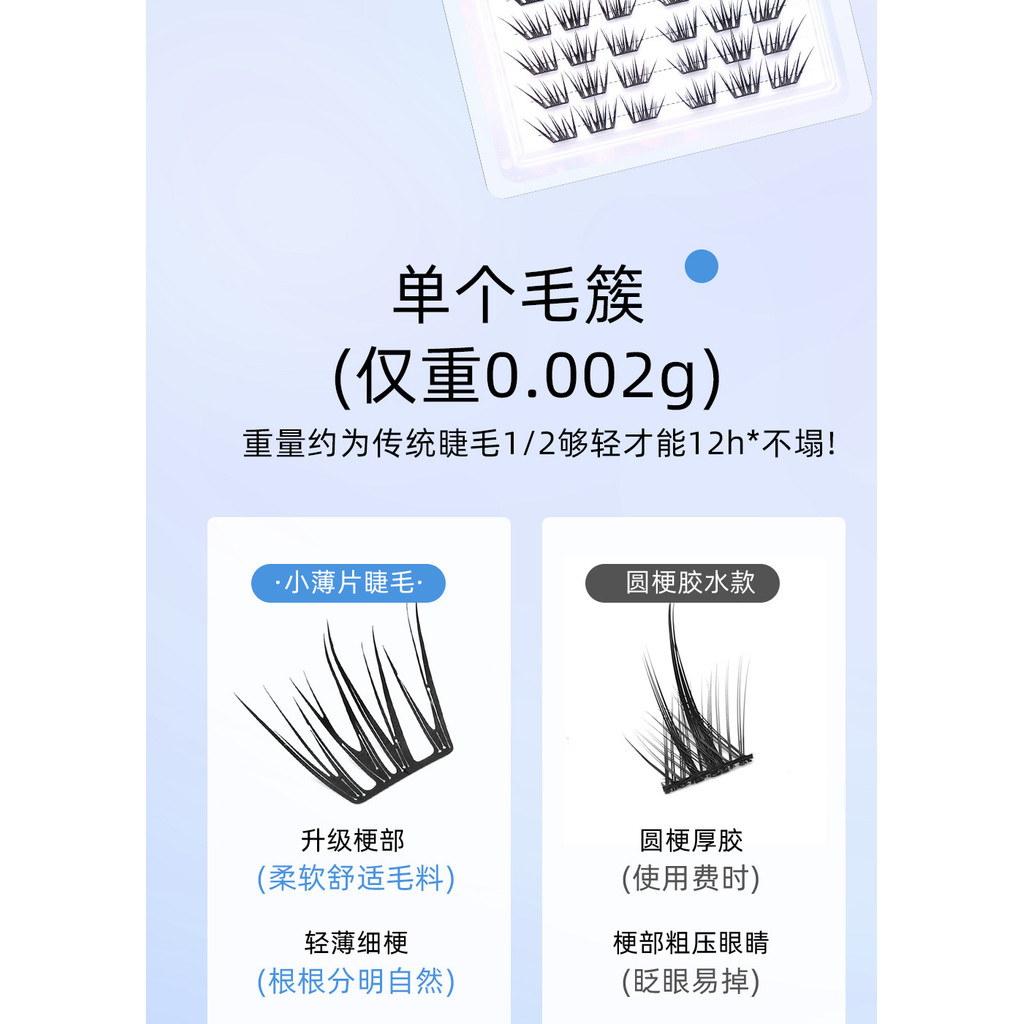 Ink-Wash Fake Lashes Clusters - ปลายขนนกอสมมาตร | สคัลลาร์ เจนเทิล เคิร์ล | ชุดไม่มีกาวแบบเริ่มต้น | ราชวงศ์ซ่งสุนทรียศาสตร์ - รูปที่ 5