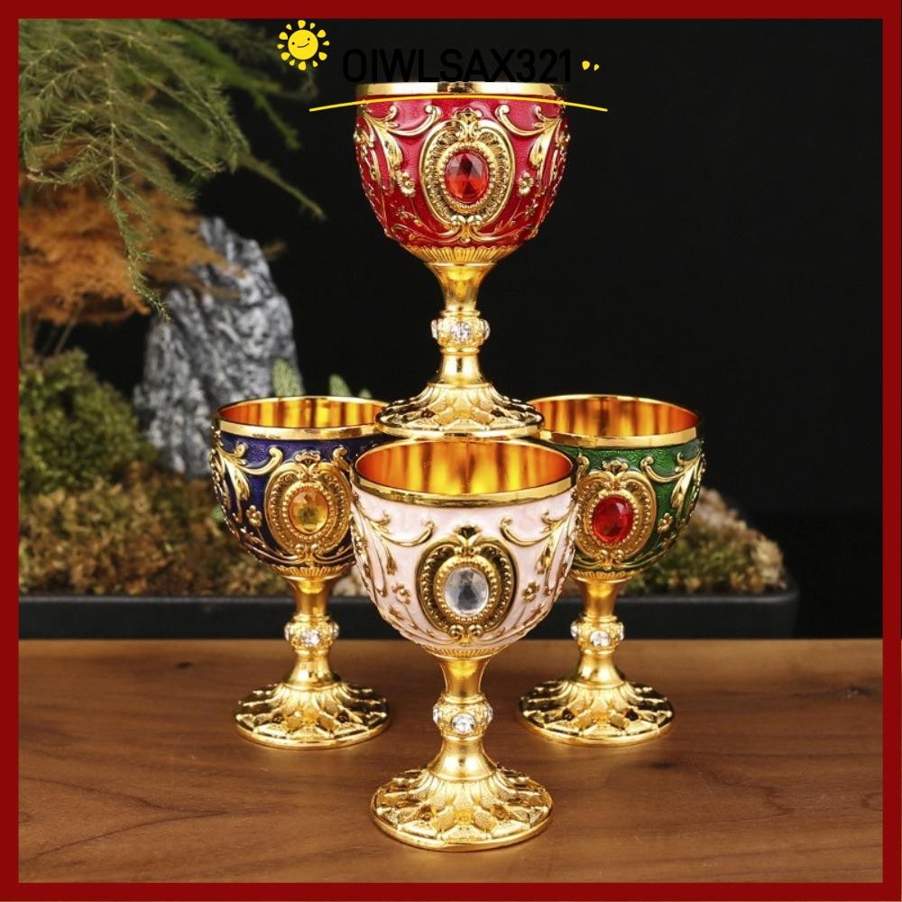 OIWLSAX321 ถ้วยไวน์, โลหะยุโรปสไตล์แก้วไวน์, เพชร-encrusted นูน Anti-break Goblet Drinkware