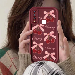 TPU ซิลิโคนนุ่มเคสโทรศัพท์สําหรับ VIVO Y12 1940 1906 1904 1902 1901 Y17 Y15 Y12i Y3S2020 Y11 Y20 Y20S Y20T Y12S Y11S Y11S Y20i Y12A แฟชั่นเชอร์รี่โบว์ป้องกันกรณีเชอร์รี่