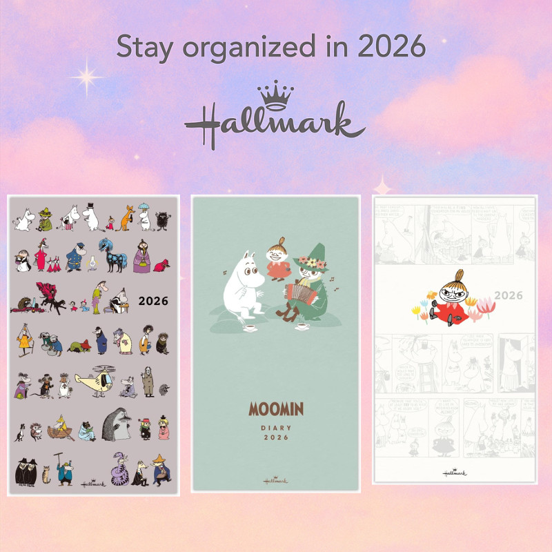 Hallmark สมุดไดอารี่ Moomin 2026 แบบรายเดือน ขนาดสลิม ลาย 80th เริ่มใช้ ต.ค. 2025