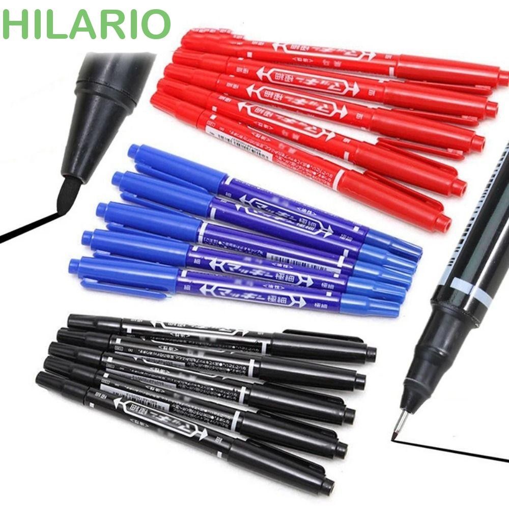 Hilario 2 ชิ้น/เซ็ต Double Headed Marker ปากกา,กันน้ําสีดํา/สีแดง/สีฟ้าหมึก Tattoo Skin Marker ปากกา,ขนาดใหญ่ความจุบางปากกาเคล็ดลับเครื่องเขียน Dual-Tip Tattoo แต่งหน้าปากกา