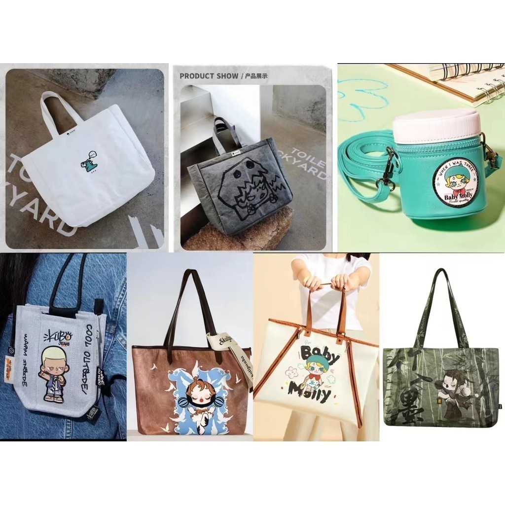 Pop PPMT P POP MART Series POP PPMT Variety Series Tote Bags HACIPUPU HIIRONO-SKULLPANDA-KUBO-MOLLY