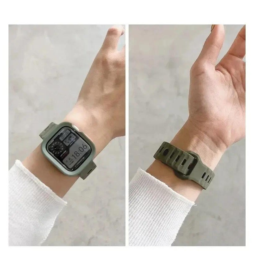 กรณี + สายซิลิโคนสร้อยข้อมือและฝาครอบสําหรับ Apple Watch Ultra 2 49 มม.44 มม.40 มม.45 มม.41 มม.I Watch Series 8 9 7 6 SE 5 4 - รูปที่ 4