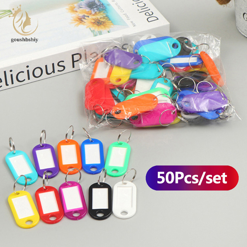 [goushbshiy] 50 ชิ้นพวงกุญแจสีสันสดใสแท็กกุญแจป้ายชื่อ ID TEL หมายเลขป้ายเครื่องหมาย Baggage Tag TH