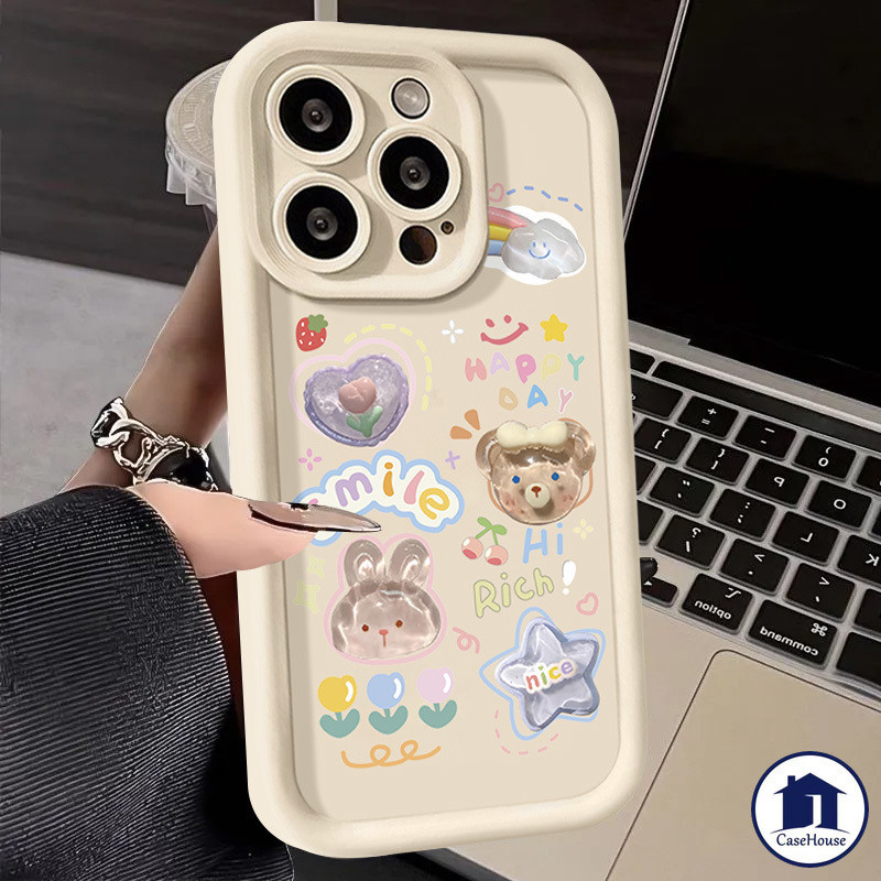 สิงโตกระต่ายน่ารักซอฟท์เคสเข้ากันได้สำหรับ Samsung A24 A15 A05s A14 A13 A05 A03s A12 A03 A04s A23 A25 A30s A50 A52 A32