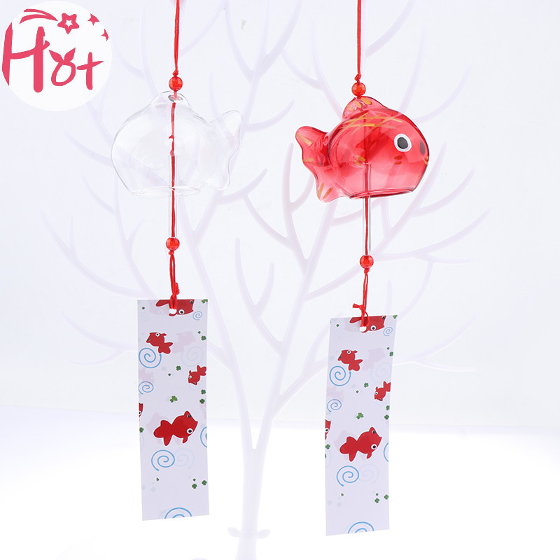 GE Wind Chime Chimes แก้วญี่ปุ่น s สไตล์ปลาทอง Garden ตกแต่งกลางแจ้งจี้ Furin ตกแต่งปลาเครื่องประดับสแควร์