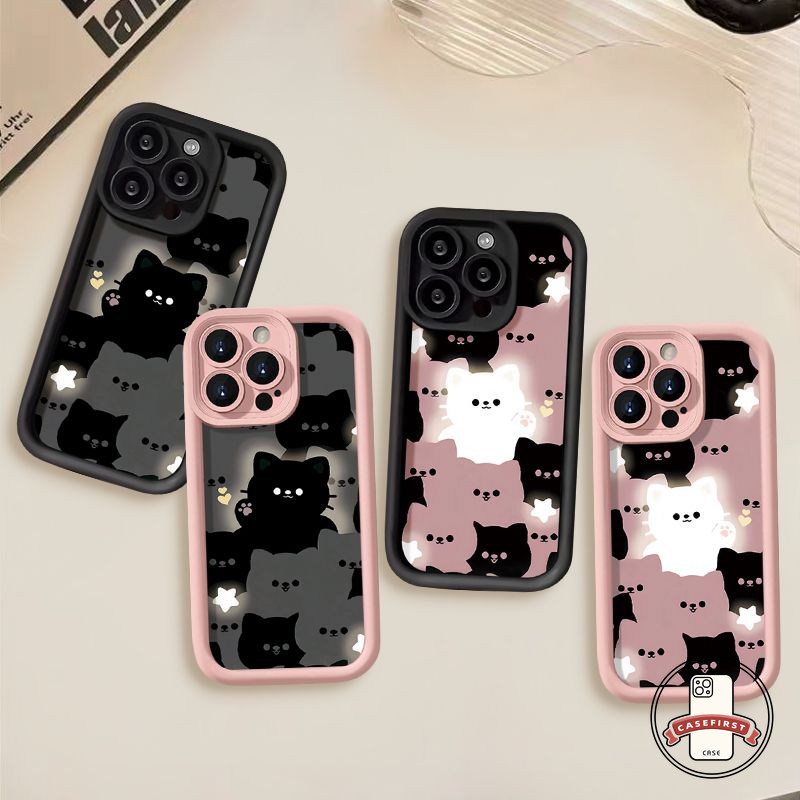 คู่รักการ์ตูนแมวน่ารักเคส Tpu อ่อนสำหรับ Samsung A05 A03 A05s A15 A50 A02s A14 A13 A21s A24 A12 A52 A34 A53 A03s A54
