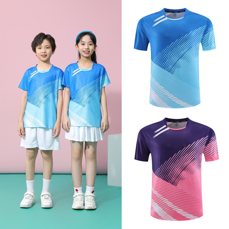 เด็กกีฬาหญิงชายฟุตซอลเสื้อยืดแห้งเร็วแปนเด็กซ์นุ่มวอลเลย์บอลเทนนิสแบดมินตันฟุตบอลเสื้อยืด