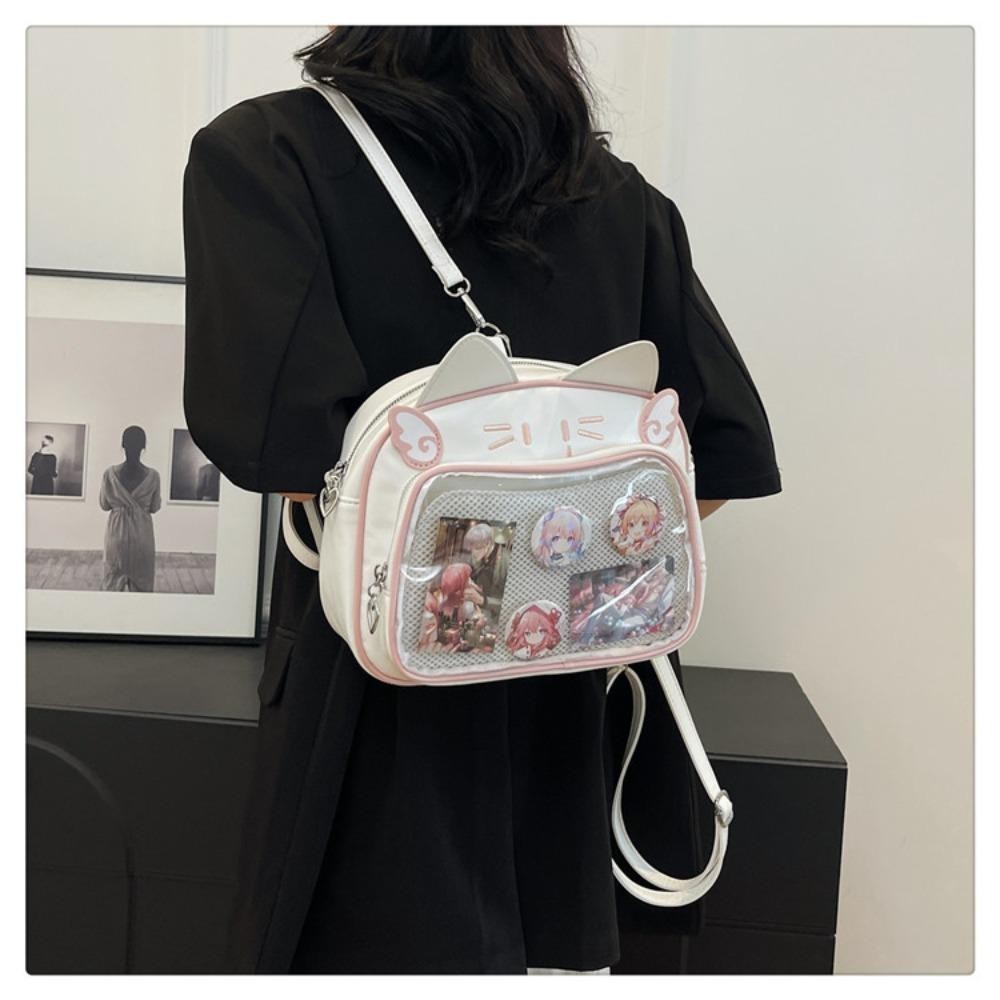 Perneaky Kawaii Cat Itabag, กระเป๋าตุ๊กตาใสน่ารัก, กระเป๋าเป้สาวอินเทรนด์ลําลอง