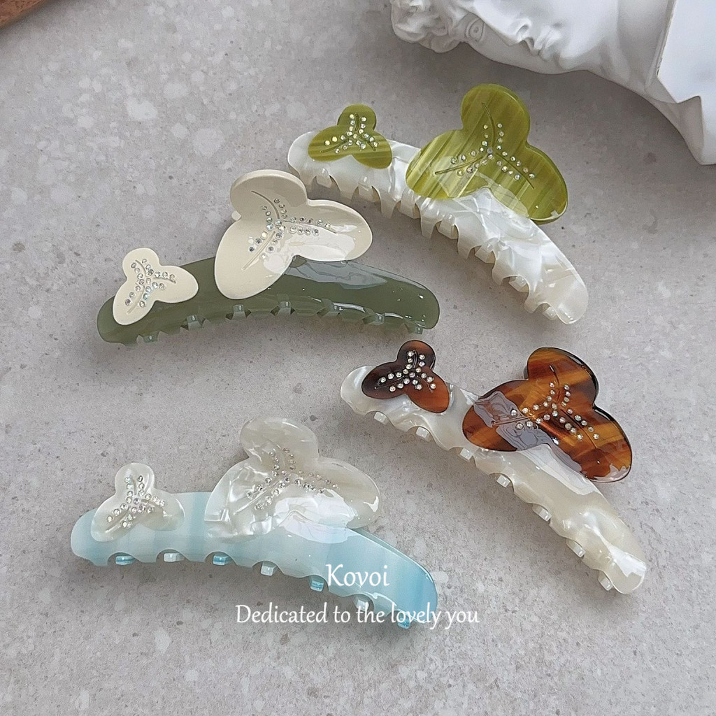 Kovoi/sweet Niche Design Diamond Acetate Phalaenopsis คลิปฉลามขนาดใหญ่กิ๊บติดผมดีไซน์แฟชั่น