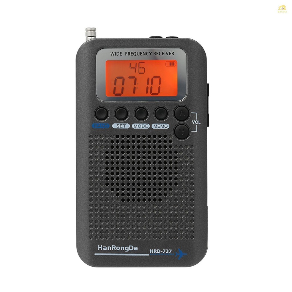 Hrd-737 แบบพกพา Full Band วิทยุเครื่องบิน Band Receiver FM/AM/SW/ CB/Air/VHF World Band พร้อมจอแสดงผ