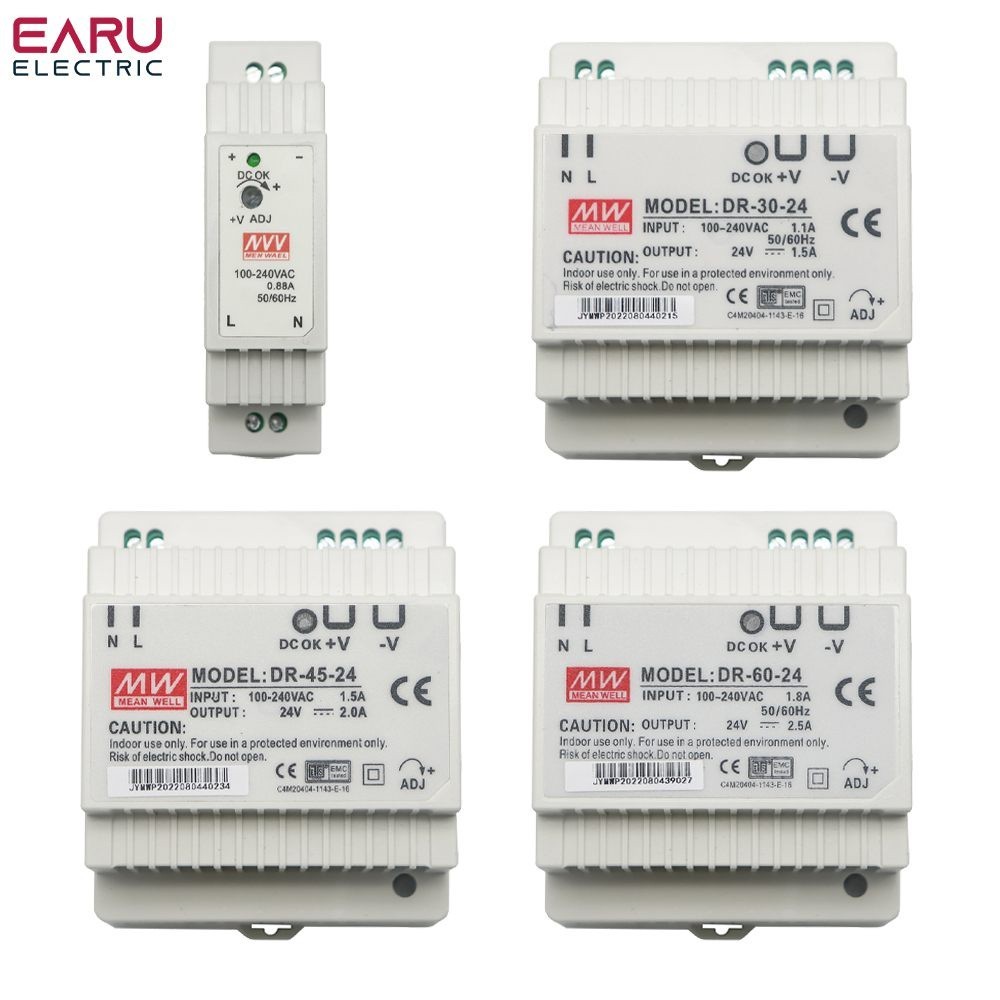 ✥15W 30W 45W 60W Single Output 5V 12V 15V 24V Industrial Din Rail Power Supply Switch DR-15 DR-30 DR