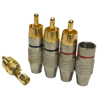 [ 1ชุด/4ชิ้น ] RCA-118 ปลั๊ก RCA ท้าย 6mm RCA Plug Audio Grade RCA Connector Male หัว RCA ตัวผู้ทองแดงแท้ ปลั๊กRCA ปล...