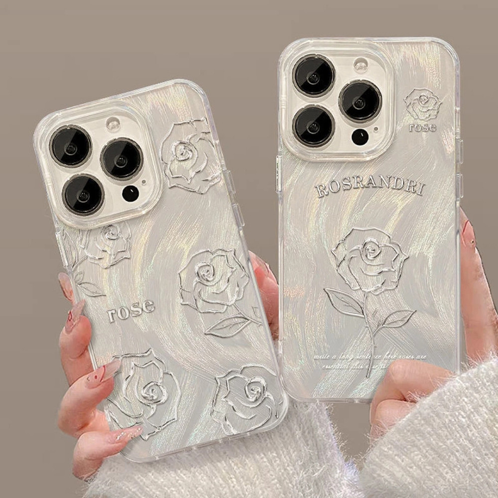 INS Cute Case เคส iphone 11 13 15 12 14 Pro Max 15 Plus เคส IMD นุ่มหรูหรา เคสสำหรับ กันกระแทกเลเซอร์ไล่โทนสีน่ารัก